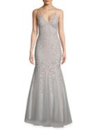 Xscape Deep V-neck Beaded Gown