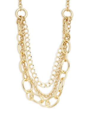 Design Lab Goldtone Three-row Chain Necklace