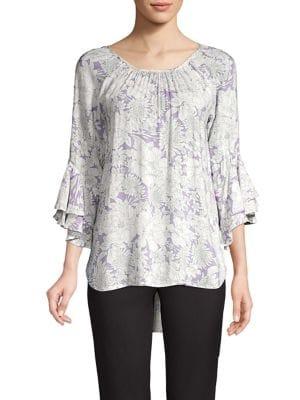 Cupio Symphony Floral Flutter Sleeve Top