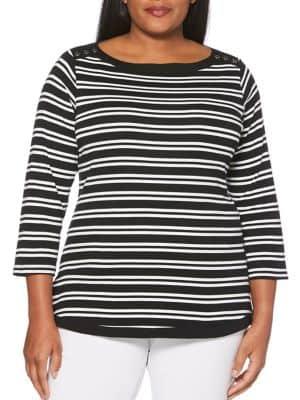 Rafaella Plus Rugby Striped Top