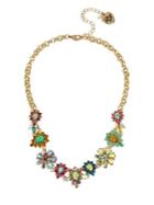 Betsey Johnson Paradise Lost Crystal Flower Statement Necklace