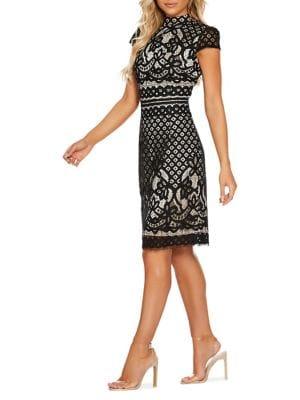 Quiz Cap-sleeve Lace Dress