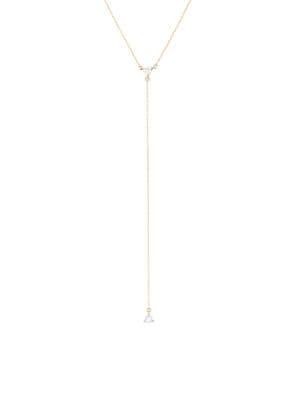 Adina Reyter 14k Yellow Gold & Single White Diamond Lariat Necklace