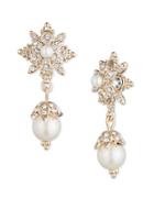 Marchesa Simulated Pearls And Goldtone Brass Drop Earrings