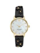 Kate Spade New York Metro Stainless Steel And Floral Leather-strap 3-hand Watch