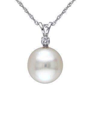 Sonatina 9-10mm South Sea Cultured Pearl, Diamond And 14k White Gold Necklace