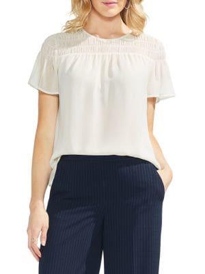 Vince Camuto Sapphire Bloom Roundneck Hi-lo Blouse