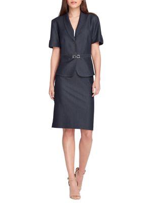 Tahari Arthur S. Levine Buckled Shawl-collar Jacket And Skirt Suit