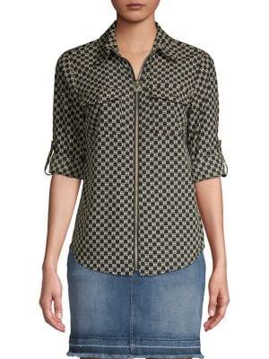 Michael Michael Kors Petite Circle Logo Dog Tag Top