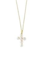 Effy 4mm Freshwater Pearl And 14k Yellow Gold Cross Pendant Necklace