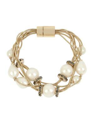Kenneth Cole New York Pearl, Diamond And Crystal Multi-strand Bracelet