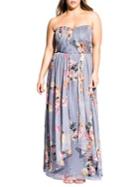 City Chic Plus Whimsy Floral Strapless Maxi Dress