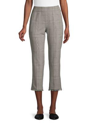 Marella Plaid Raw Edge Ankle Trousers