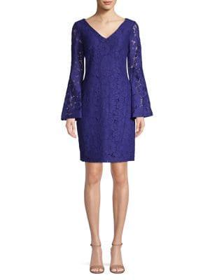 Lauren Ralph Lauren Lace Bell Sleeve Sheath Dress