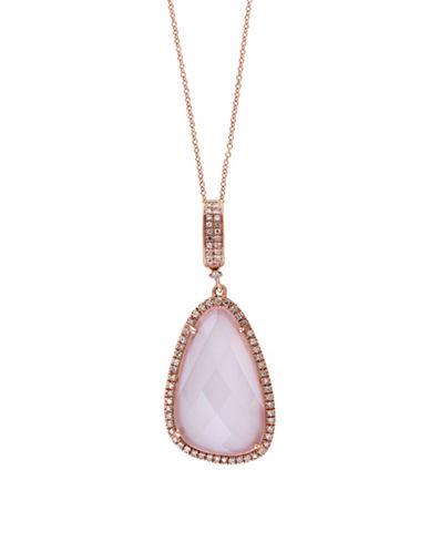 Effy Rose Quartz, Diamond And 14k Rose Gold Pendant Necklace