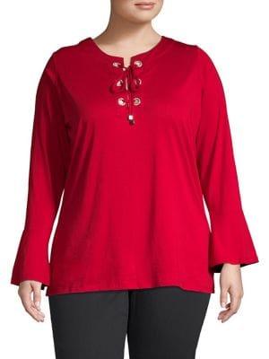 Michael Michael Kors Plus Grommet Lace Up Blouse