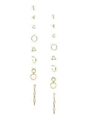 Noir 16-piece Geometric Assorted Earrings Set