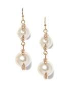 Vince Camuto Pearl And Pave Ivory Pearl And Pave Crystal Double Drop Earrings