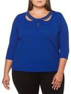 Rafaella Plus Beaded Loop-neck Top