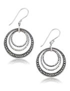 Lord & Taylor Marcasite And Sterling Silver Braided Circle Earrings