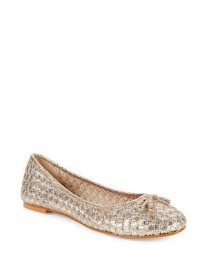 Carvela Basket-weave Metallic Leather Ballet Flats