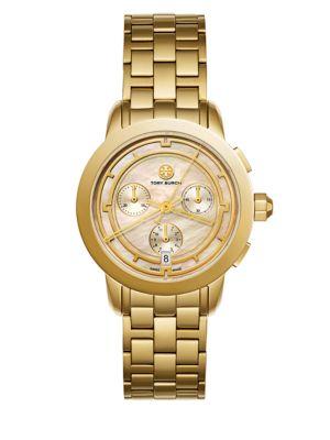 Tory Burch Tory Chronograph Stainless Steel & Mother-of-pearl Bracelet Watch