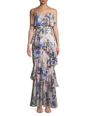 Cooper St Floral Ruffle Trumpet Gown