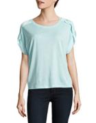 Lord & Taylor Petite Pleated Linen-blend Top