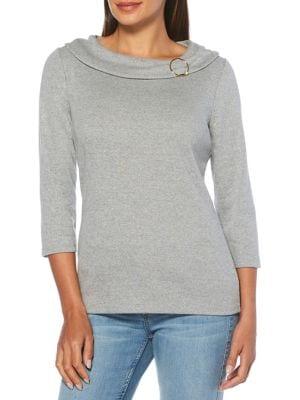 Rafaella Embellish Three-quarter Sleeve Top