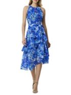Tahari Arthur S. Levine Printed Chiffon Asymmetrical Dress
