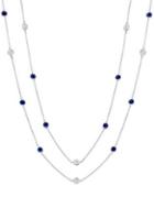 Crislu Precious Strands Sapphire Cubic Zirconia Sterling Silver Bezel Necklace