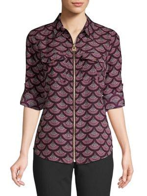 Michael Michael Kors Printed Zip Front Top