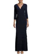 Kay Unger Tiered Banded Column Gown