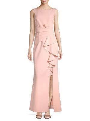 Eliza J Ruffle Slit Maxi Dress