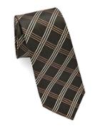 Black Brown Plaid Silk Tie