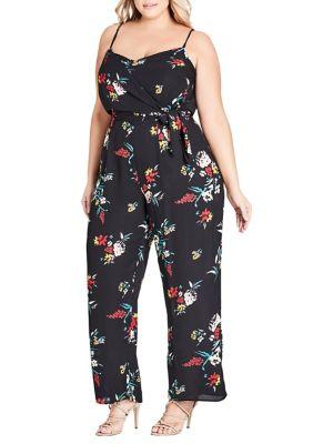 City Chic Plus Floral Fit-&-flare Jumpsuit