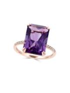 Effy Viola Diamond, Amethyst And 14k Rose Gold Ring