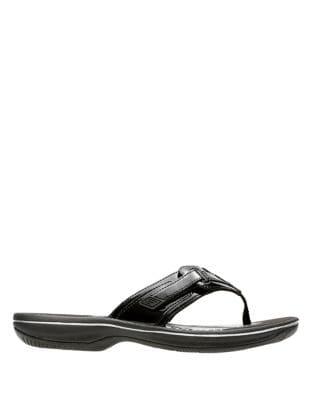 Clarks Brinkley Jazz Patent Flip Flops