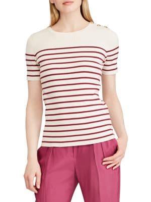 Lauren Ralph Lauren Petite Button-trimmed Striped Sweater