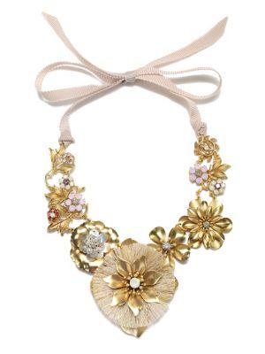 Badgley Mischka Crystal Floral Frontal Necklace