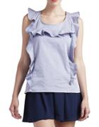 Paper Crown Ruffled Chambray Top