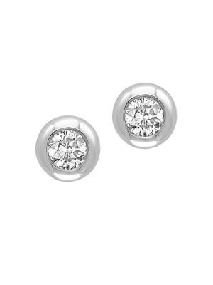 Effy Pave Classica Diamond And 14k White Gold Bezel Stud Earrings