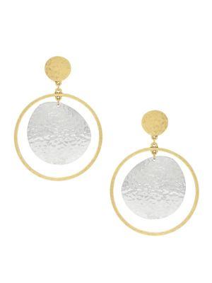 Jessica Simpson Many Moons Two-tone Hammered Drop Earrings