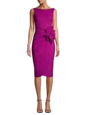 Chiara Boni La Petite Robe Floral Embellished Ruched Sheath Dress