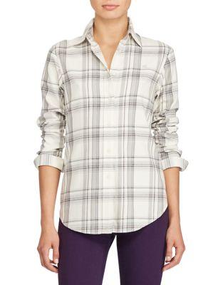 Lauren Ralph Lauren Petite Plaid Cotton Button-down Shirt