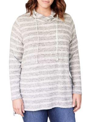 Karen Kane Plus Plus Striped Hooded Top