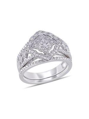 Sonatina Set Of Two Sterling Silver & Diamond Rings