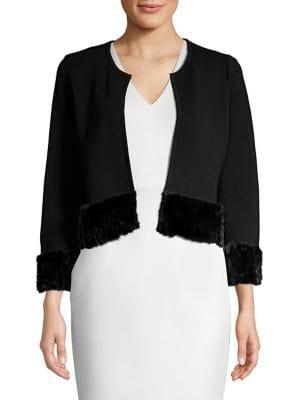 Calvin Klein Cropped Faux-fur Trimmed Jacket