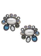Stein And Blye Hematite-tone, Faux Pearl & Crystal Earrings