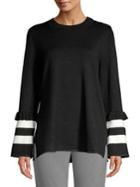 Karl Lagerfeld Paris Striped Sleeve Sweater